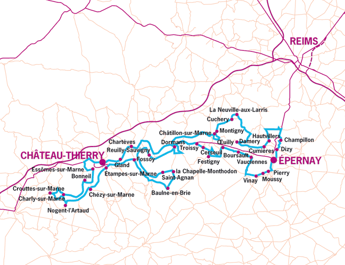 champagne tourist route map