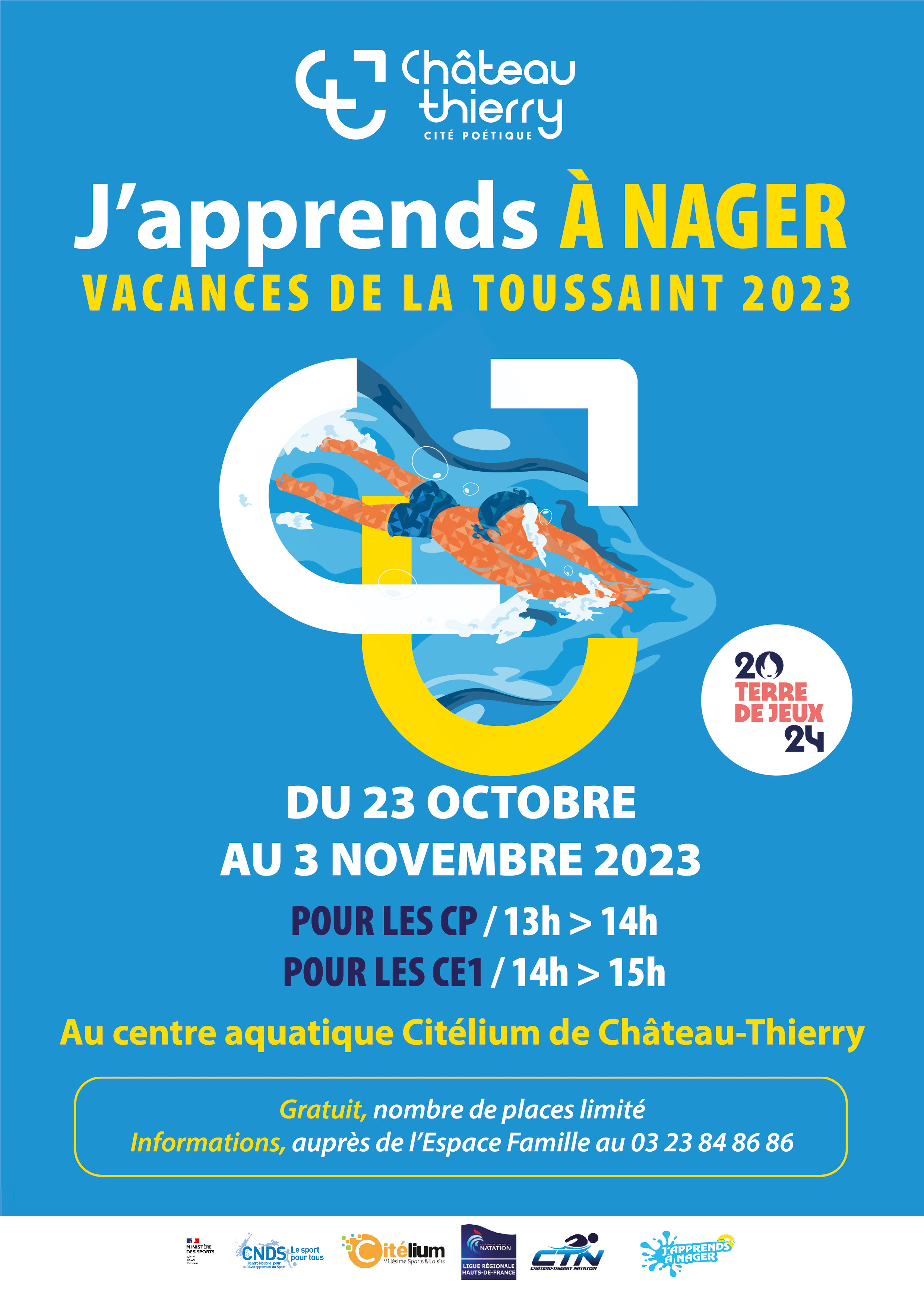 J'apprends à nager Vacances de la Toussaint 2023 ChâteauThierry