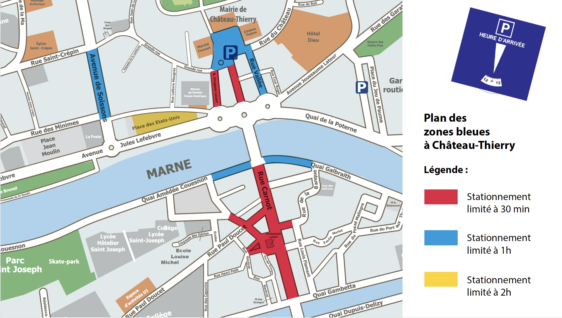 Plan des zones bleues à Château-Thierry