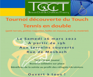 Soirée découverte du Touch Tennis en double au profit des réfugiés ukrainiens