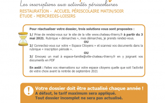 Inscriptions périscolaires 2021-2022